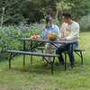 Gardenised Gray Outdoor Foldable Woodgrain Portable Picnic Table Set QI003910GY